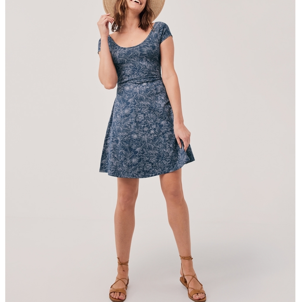 Pact Blue Floral Dress